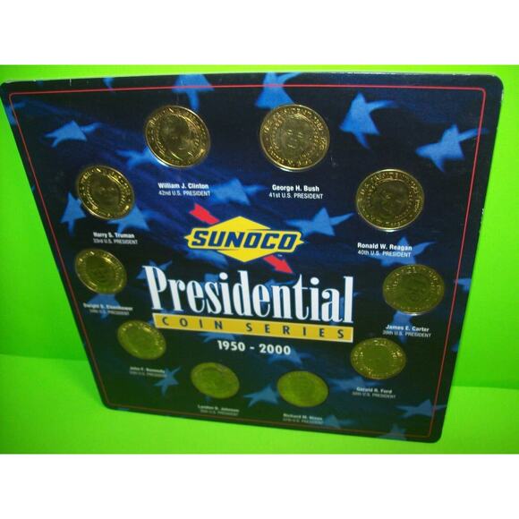 Sunoco Set Of 10 Different USA Presidents Coins On Display Holder Card 2000 - Picture 5 of 7